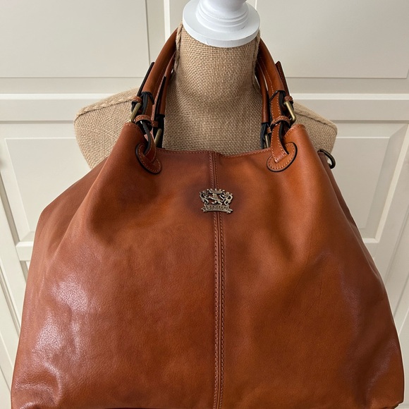 Pratesi Luggage Brown Leather Tote Bag With Crossbody Strap - Picture 3 of 12